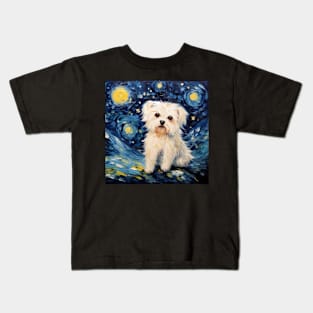 Maltese dog oil painting Kids T-Shirt